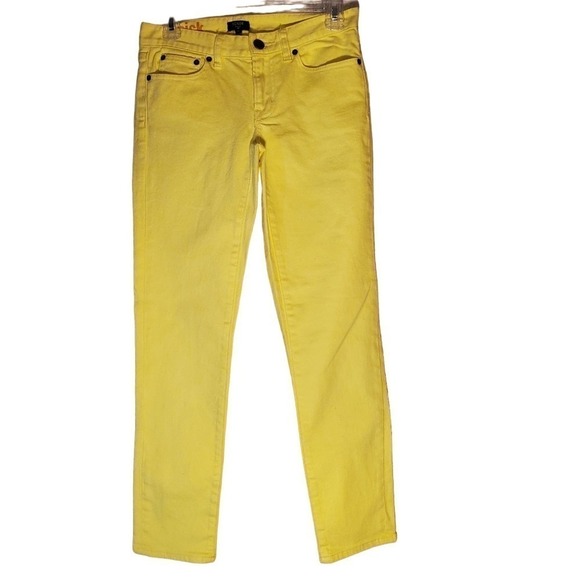 J. Crew Toothpick Ankle Jeans Womens Size 26 Yellow Skinny Stretch Bright - Picture 1 of 6